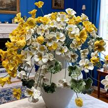 6 piezas Conjunto de Pensamientos de Cerámica, Flores Artificiales de Cerámica y Hojas de la Suerte de Cerámica, Material de Cerámica, Nunca se Marchitan, Ramo para Días Festivos, Ramo para el Día de San Valentín, Adecuado para Familia, Jardín, Boda, Fiesta Festiva, Aportando Ternura y Esperanza a Tu Vida - Multicolor - Ver 3