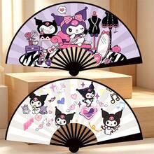 SANRIO 1个可爱卡通无纺布手持折叠扇，夏季必备降温收藏品，双面图案包括Hello Kitty、Kuromi、Pompompurin（部分图案随机），派对礼品 - 多色 - 查看 5