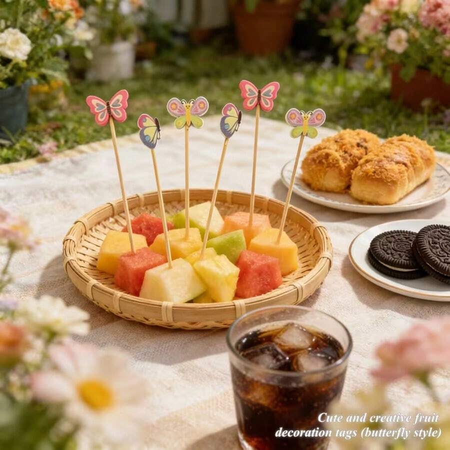 10/20pcs Colorful Butterfly Shaped Decorative Fruit Picks, Food Picks, Suitable For Appetizers, Desserts, Cakes, Cupcakes, Fruit Platters, Party Supplies For Birthday Parties, Weddings, Picnics And Garden Parties - Butterfly Mixed Pack - View 1