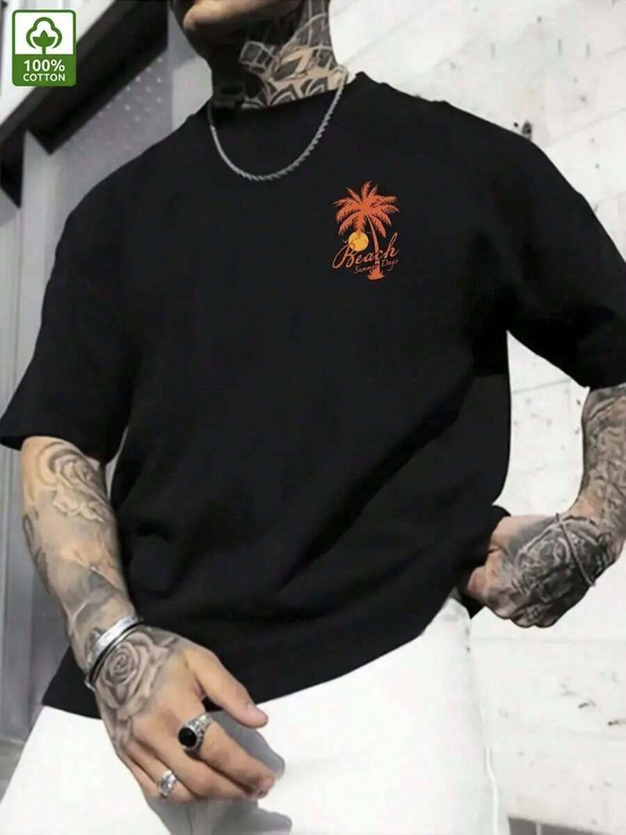 Men T-Shirts - 黑色 - 查看 1
