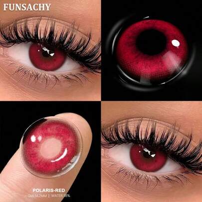 FUNSACHY 1 Pair Of Red , Fashionable For Anime Character Cosplay, 1-Year Disposable Cosmetic Lenses