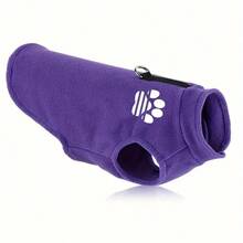 柔软舒适的羊毛狗狗毛衣 - 适合小型/中型犬的保暖冬季服装，套头式宠物衣服，小型犬和猫的背心 - 紫色 - 查看 7