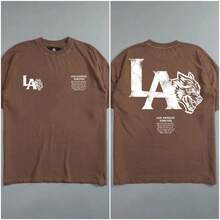 DARC Los Angeles Series Printed Short-Sleeve Loose Round-Neck New T-Shirt Casual  Brand Top For Men - 黑色 - 查看 9