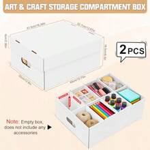 Compartment Storage Box 2 Pack Organizer Box With Dividers Detachable Art Storage Organizer With 8 Compartments Storage Bins With Lids Craft Organizers For Cards Photos Decorations DIY Crafts - 2 Pack - View 2