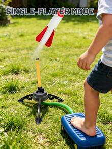 Dual Foot Rocket Launcher Toy, Children's Stomp Rocket Launcher Toy Set, Includes 2 Rocket Bodies, Features Dual Play Modes, Soft Head End, Won't Cause Harm, Can Launch Up To 40 Meters High, Parent-Child Interactive Outdoor Game Toy, Perfect For Backyard Lawn, Park, Beach, Camping And Family Gathering Occasions, Suitable For Indoor And Outdoor Play, Ideal Birthday Gift Choice For 3-12 Year Old Boys/Girls, Christmas Gift, Halloween Gift - Multicolor - View 5