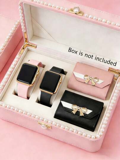4/2pcs Women Fashion Elegant LED Digital Display Electronic Watch, Paired With Stylish Multifunctional Wallet, Suitable For Women, Perfect Gift For Women On Birthday/Holiday, Ideal For Daily Life Like Back To School, Party And Travel. Graduation Season, Valentine's Day, Perfect Gift For Her