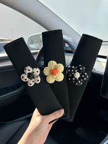 2 miếng đệm vai bằng vải chiffon họa tiết hoa cho dây an toàn ô tô, chống trượt và chống cọ xát. - Miếng đệm vai - Xem 4