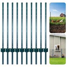 Minifactory Green Metal Fence Posts 4FT & 5FT, 10 Pack Rust-Resistant Steel U Posts For Wire Fencing, Chicken Coops, Yard Borders, No Dig Design - 5ft - View 3