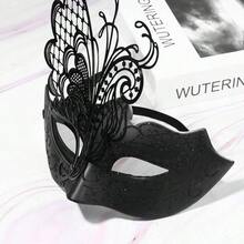 Vintage Couple Masquerade, Ancient Roman Venetian, Face Decoration, Suitable Halloween/Cosplay/Stage Performance/Wedding Styling Accessories//Theme Party - Black - 查看 4