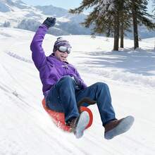 gladney Red Portable Sled Snowboard With Handle & Pull Rope, Blow-Molded PE, Thickened Base, EVA Seat, Detachable Lightweight Sled For Kids Teens Adults Up To 220 Lb - Red - View 2