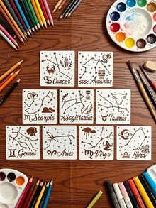 12pcs Zodiac Sign Outline Hollow Template, Reusable DIY Tool For Fabric, Ceramic, Wood, Wall, Gift Box, Greeting Card, Scrapbooking - Constellation Lines - View 9