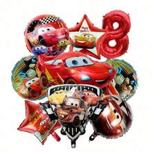 Hasbro Car Theme Birthday Balloon Bouquet, Metallic Foil Balloons, Red Star And Number Decorations For Birthday Party, For Boys - As Shown In the Figure - View 13