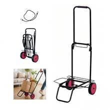 Carretilla Plegable de Mano Portátil con Cuerda, Carro de Mano Compacto, Portátil con Ruedas de Goma Soporta hasta 25kg/35kg para un Fácil Transporte en Viajes, Oficina y Hogar - Ver 1