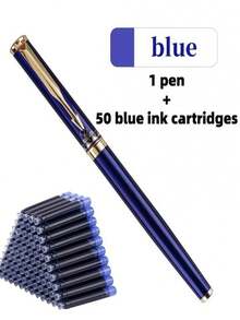 51pcs Set/(1 Ballpoint Pen + 50 Refill Cartridges) Premium Metal Ballpoint Pen - Smooth Writing, Suitable For Daily Writing, Business Signing, Gifts, For Both Men And Women, Back To School - 51pcs Set - View 14