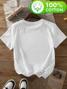 Short-Sleeve Graphic Tees With "VAN GOGH" Letter Print, 100%  Women's T-Shirt, Spring/Summer, Stylish One-Piece For Parties, Free Daily Gift Today, My Recently Purchased Items... Orders Not Yet Shipped, Qqq, Women's Clothing Promotion, 9134100% Cotton100% Cotton - 白色 - 查看 3