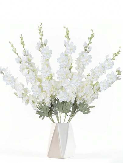 1/2/4 Bundles 33.86 Inch Artificial Spring/Summer Greenery Floral Decor, Realistic White Delphinium Flowers, For Wedding Decor, DIY Wreaths, Garden Arrangement, Hotel And Restaurant Decoration. Also Suitable For Fireplace Vases, Table Centerpieces, And Outdoor Party Arrangements, All Seasons