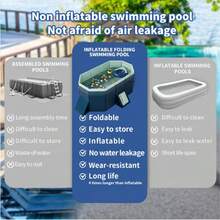Inflatable-Free Swimming Pool, Foldable And Portable With Dual Drain Valves And Non-Inflation Frame, Suitable For Backyard Water Parks, High-Quality Material - Multicolor - View 12