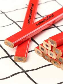 Customized Text LOGO Carpenter Pencil, Flat Black Octagonal Wooden Carpenter Pencil With Replaceable Black Lead - Durable Flat Carpenter Pencil, 0.5mm Graphite Core, Wooden Material, Suitable For Adult Users For Architectural Sketching And Wooden Design, Applicable For Professional Architectural Drawing - Multicolor - View 5