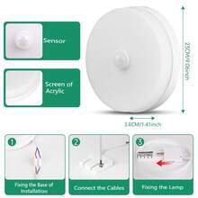 CANMEIJIA 人体感应吸顶灯，20W/30W/40W，6500K白光，走廊应急灯，易于安装，适用于地下室、楼梯、走廊、车库、储藏室等场所 - 運動感應器吸頂燈 - 查看 12