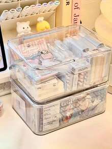 1个现代透明塑料展示盒，防尘防水收纳盒，坚固耐用，适合存放手办、卡片和迷你娃娃，大容量收纳盒，可用于桌面和橱柜。 - 無色 - 查看 3