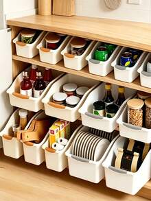 Multifunctional Curved Design Storage Box, Ergonomic Handle And Tilted Opening Design For Easy Access, Durable Storage Basket Suitable For Homeowners, Bathroom Cabinet, Laundry Room And Other Storage Containers, Large Storage Box, Toy Storage Drawer Organizer - Multicolor - View 5