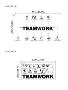 1张黑色励志英文字母“Teamwork”目标墙贴，可移除装饰，适用于卧室、客厅、书房 - 1PC - 查看 6