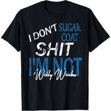 Playera de hombre 100% algodón, estilo casual, con estampado 3D sarcástico "No lo endulzo, no soy Willy", cuello redondo, manga corta, gráfico con frase divertida, ropa urbana transpirable. - Negro - Ver 7