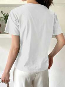 Camiseta De Manga Corta Con Impresión De Letras - Blanco - Ver 2