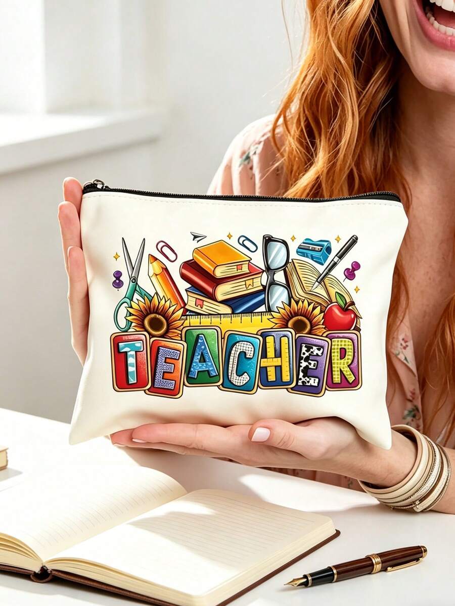 Bolsa de cosméticos elegante y minimalista, bolsa de aseo portátil, bolsa de maquillaje de viaje reutilizable de gran capacidad. Adecuada para jóvenes, puede almacenar auriculares, accesorios pequeños y carteras. Esta bolsa de almacenamiento casual multifuncional también funciona como estuche para lápices de estudiante. Sirve como un exquisito regalo de cumpleaños y un regalo perfecto para amantes, hermanas y jóvenes. - Multicolor - Ver 1