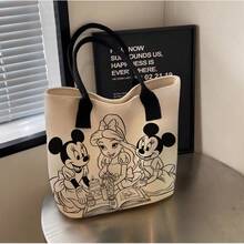 1pc Disney Mickey Mouse Style Shoulder Bag, Cartoon Canvas Bag, School And Office Storage Bag - Rectangle - View 6