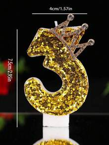 Gold Crown Number Candles, Sparkling Birthday Cake Candles, Princess & Queen Birthday Candles, Party Candle Decorations Suitable For Holidays, Gatherings, Birthday Parties, Birthday Cake Decorations - View 3