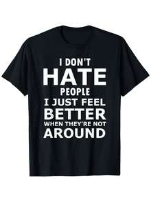 T-Shirt With A Phrase About Social Anxiety In Introverts - 黑色 - 查看 8
