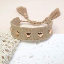 1pc Rivet Heart Bohemian Bracelet - Khaki - View 2