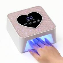 UV LED美甲灯 专业美甲烘干灯 快速固化灯 钻石心形自动感应器 4档定时设置 凝胶指甲油烘干灯 适用于美甲沙龙和家庭美甲 - 粉色 - 查看 4