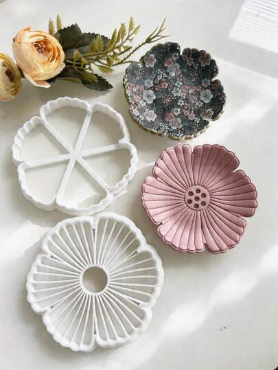 Cortadores de argila em formato de bandeja de flores, moldes de argila polimérica para pratos decorativos, ideais para decoração de casa em estilo cottagecore, boho e inspirados na natureza, ótimos para a primavera e projetos artesanais de faça você mesmo.