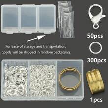 351 قطعة/علبة مجموعة صنع المجوهرات DIY، تشمل 50 قفل سحاب، 300 حلقة قفز، 1 قياس خاتم، مناسبة للخرز، تشطيب قلادة الخرزة، وصلات سوار وقلادة، مجوهرات يدوية، خرز فاصل، حلقات قفز مفتوحة 5 مم، حلقات منفردة مستديرة، حلقات مفتوحة للأقراط، حلقات مغلقة لسير الهاتف والمفاتيح، لوازم صنع المجوهرات - مجموعة ملحقات (351 قطعة) / علبة - مشاهدة 9