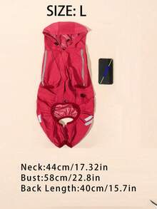Impermeable ligero de poliéster para perros con tiras reflectantes, que cubre las cuatro patas en color rosa sólido, chaqueta impermeable para mascotas, adecuada para perros Teddy pequeños y perros grandes para usar todo el año en otoño (no apto para razas grandes) - Rosa - Ver 9
