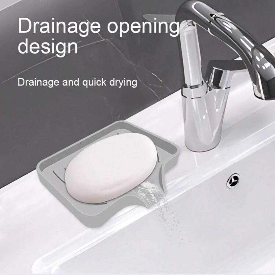Khay đựng xà phòng bằng silicon có lỗ thoát nước, khay đựng xà phòng tự thoát nước dùng cho phòng tắm, bồn rửa nhà bếp, vòi sen, chống trượt, dễ vệ sinh. - 1 cái - Xem 1