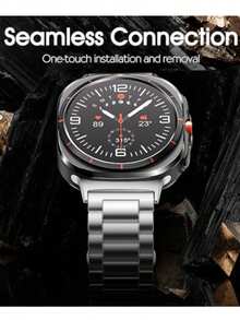 1件高級不鏽鋼錶帶 + 1件拆卸工具，相容於 Galaxy Watch 4 40mm/44mm、Galaxy Watch 4 Classic 46mm、Galaxy Watch Ultra 47mm (2025/2024)。耐用不鏽鋼替換錶帶，表面光滑舒適，適合 5.9 英吋 - 8.6 英吋 (150mm - 225mm) 腕圍。 - 銀色 - 查看 6