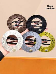 5/1 Set Satin Round Hair Claw Clips, High-End Gold Label Design, Versatile Bun Maker - Suitable For Women And Girls, Suitable For Daily, Date, School, Party, Holidays, Mother's Day Gift,Hair Slide,Bobby Pin - Multicolor - View 9