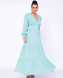 vestido longo Joselly - Verde Menta - Visão 3