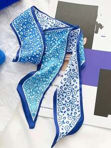 4 pièces Bandeaux Bleu Klein - 4 styles de foulards en soie pour femmes | Accessoires pour fête, mariage, bohème. Bandeau, serre-tête, couvre-chef d'automne/hiver, bandeau nœud, bandeau doux pour cheveux d'été, vacances bohèmes, plage - Multicolore - Voir 3