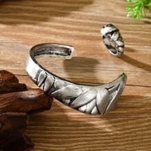 2pcs Vintage Personalized Exaggerated Chic High-End Party Style Bracelet & Ring Jewelry Set - Multicolor - View 9