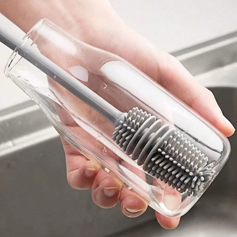 Bộ 2 cọ rửa cốc đa năng cán dài bằng silicon, làm sạch 360° không góc chết, thích hợp cho chai lọ, cốc, ly. - Bàn chải làm sạch - Xem 1