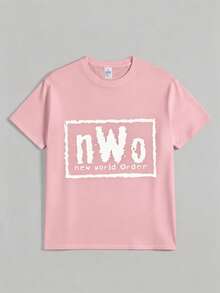 100 Percent CottonSports 's Casual Round Neck Tee Official  Nwo T-Shirt Nwo New World Order Casual Digital Print Pure Heavy Cotton T Shirtmanfinity Men - 粉色 - 查看 14