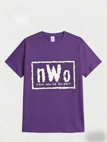 100 Percent CottonSports 's Casual Round Neck Tee Official  Nwo T-Shirt Nwo New World Order Casual Digital Print Pure Heavy Cotton T Shirtmanfinity Men - 紫色 - 查看 10