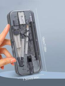 10件套指南針與尺具學生學習用品 考試專用指南針 直尺 三角尺 量角器 學生尺具文具 多功能夾筆尺 - 套裝 - 查看 2