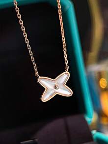 1pc S925 Sterling Silver & Mother-Of-Pearl Cross Pendant Necklace For Women, Minimalist Korean Style Delicate Choker, Elegant & Gentle Design, Versatile For Daily, Party Wear, Suitable For Holiday Gifts - Cross - View 6