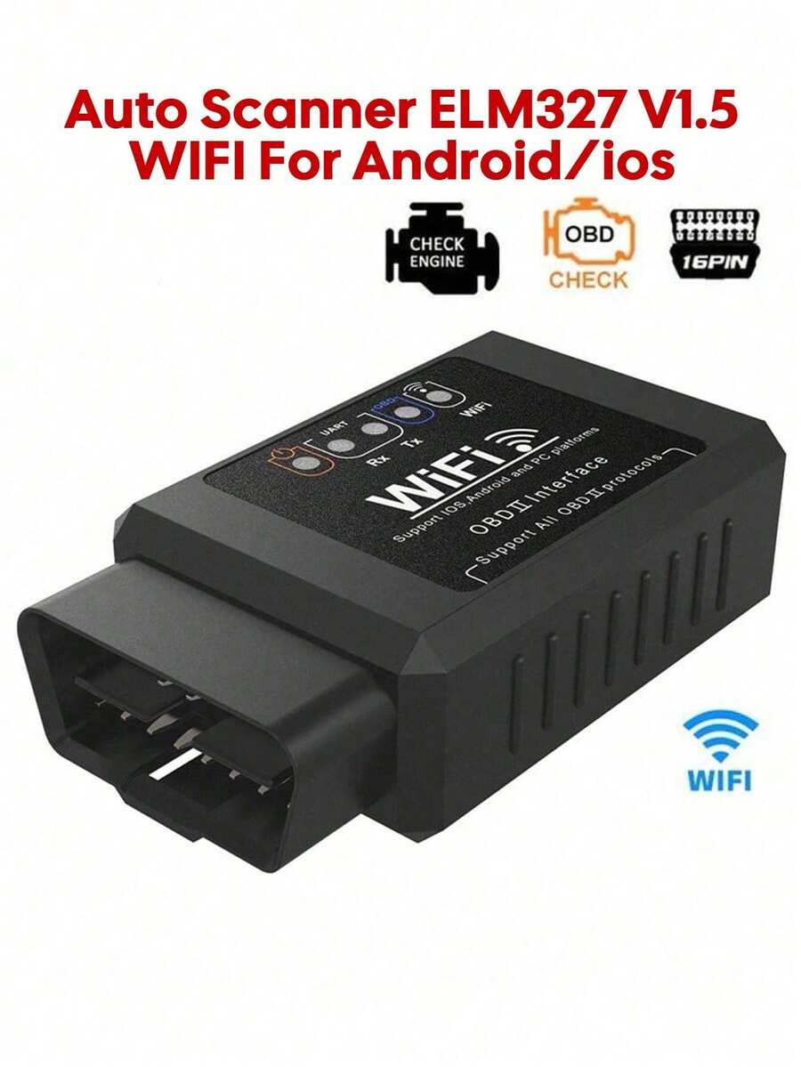 YAIUZGOO OBD2汽车诊断工具，汽车OBDII OBD 2 OBD II ELM 327 V1.5 WIFI故障码读取器诊断工具，清除发动机故障灯 - 诊断3000个汽车故障码，汽车配件 - 黑色 - 查看 1