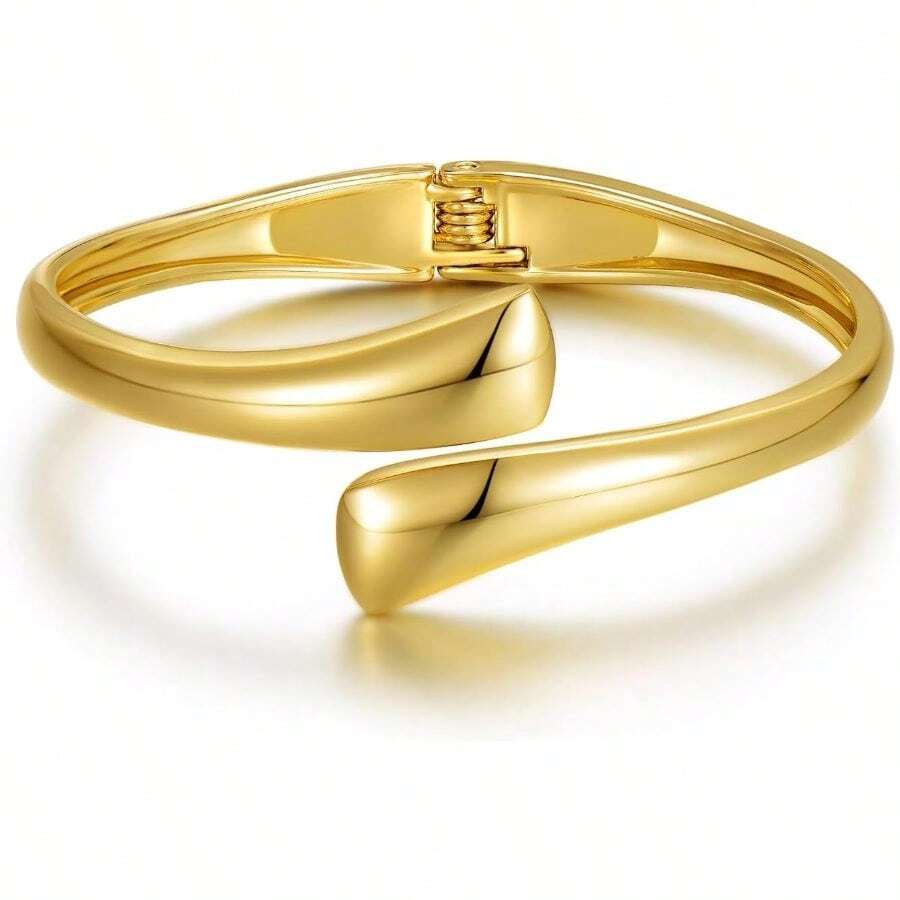 Elegance 11 Designs Gold Plated Cuff Bangle Bracelets Women  Hinged Cuff Open Wide Chunky Gold Bracelet Minimalist Bangle Jewelry - Gold Teardrop - View 1